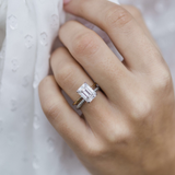 Emerald Solitaire Lab Grown Diamond Engagement Ring