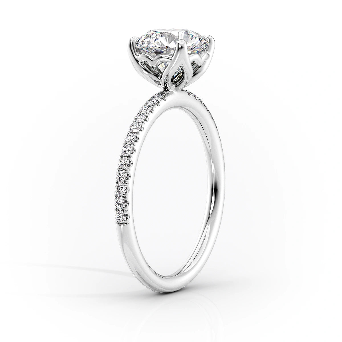 Pave Engagement Ring Featuring 2.0 CT Radiant Moissanite 2