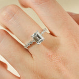 Stunning 1.0 - 2.0 CT Emerald Moissanite Engagement Ring with Hidden Halo Design 6