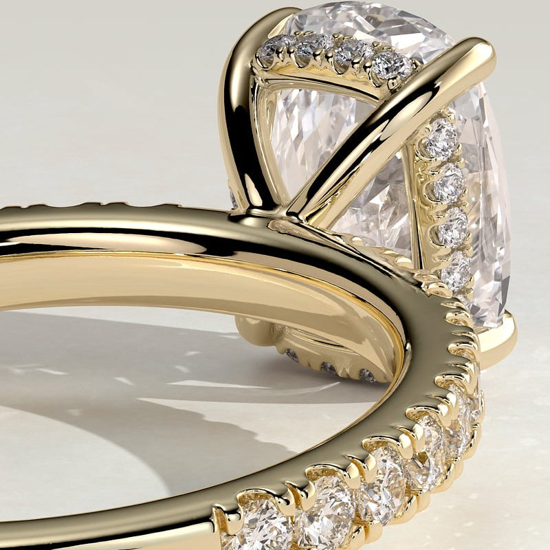 Elongated Cushion Pave Lab Grown Diamond Engagement Ring