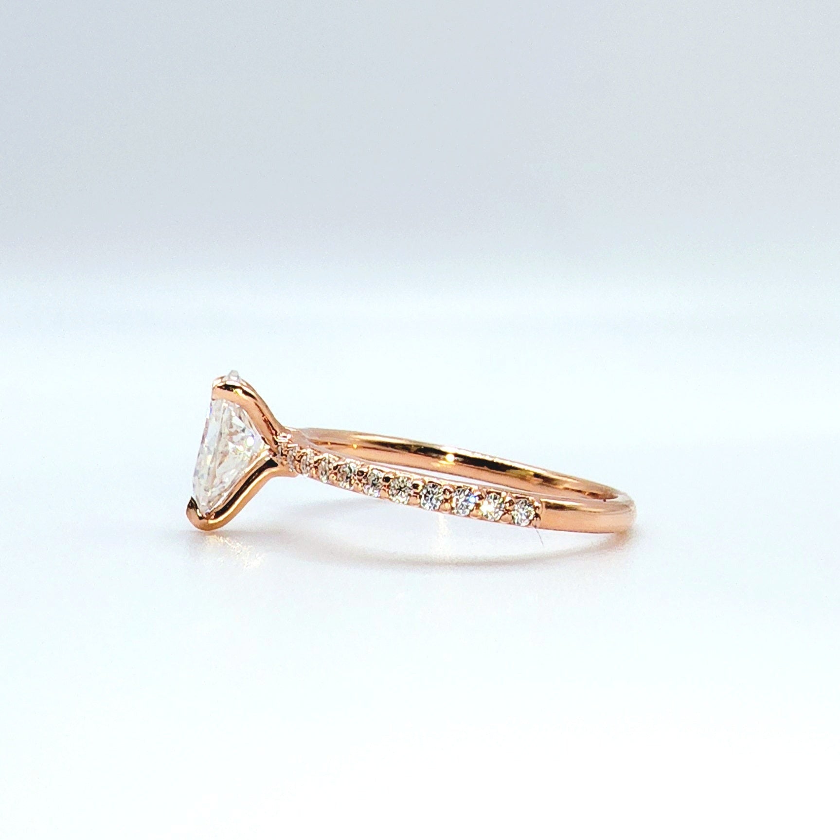 Pave Engagement Ring Featuring 1.0 CT Pear Moissanite 2