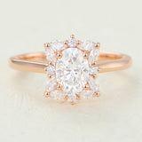 Oval Cluster Lab-Grown Diamond Engagement Ring