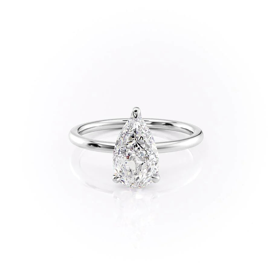 Hidden Halo Engagement Ring Featuring 3.0 CT Pear Moissanite 1