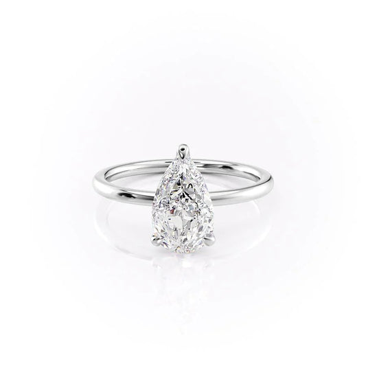 Hidden Halo Engagement Ring Featuring 3.0 CT Pear Moissanite 1