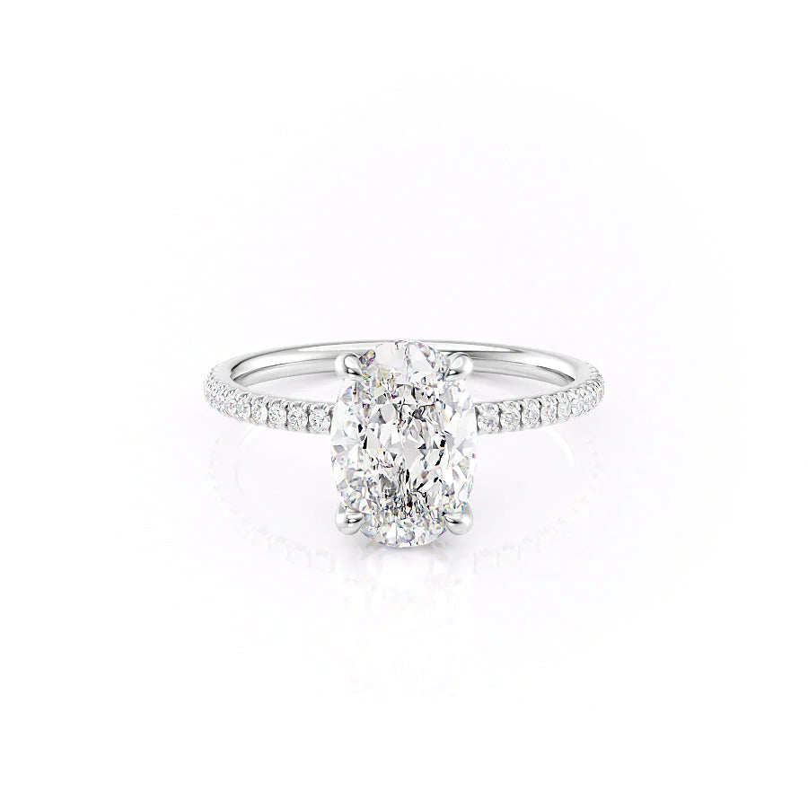 Hidden Halo & Pave Engagement Ring Featuring 3.0 CT Oval Moissanite 1