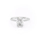 Hidden Halo & Pave Engagement Ring Featuring 3.0 CT Oval Moissanite 1