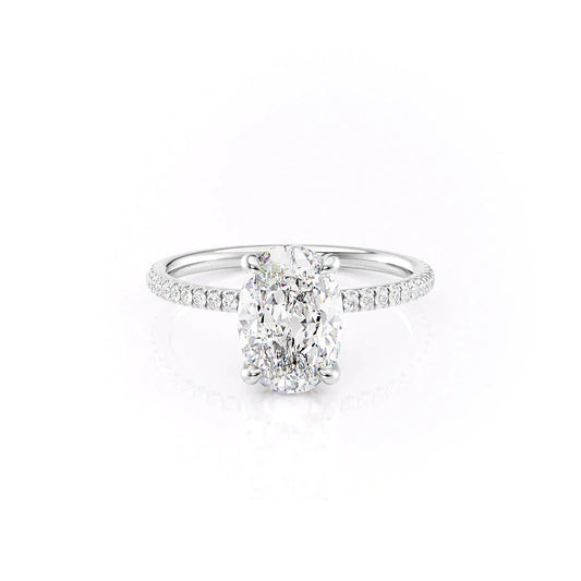 Hidden Halo & Pave Engagement Ring Featuring 3.0 CT Oval Moissanite 1