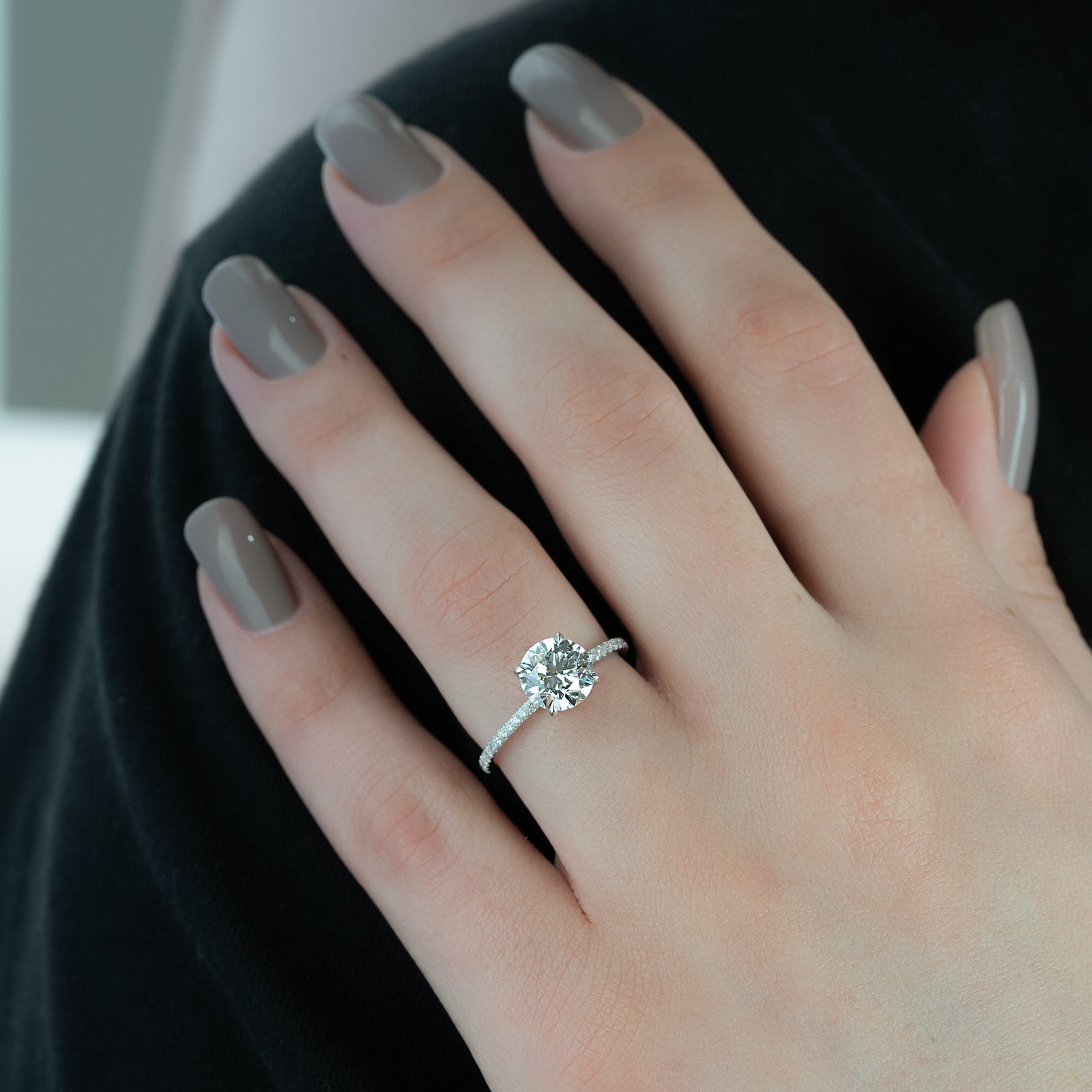 Hidden Halo Engagement Ring Featuring 2.0 CT Round Moissanite 3