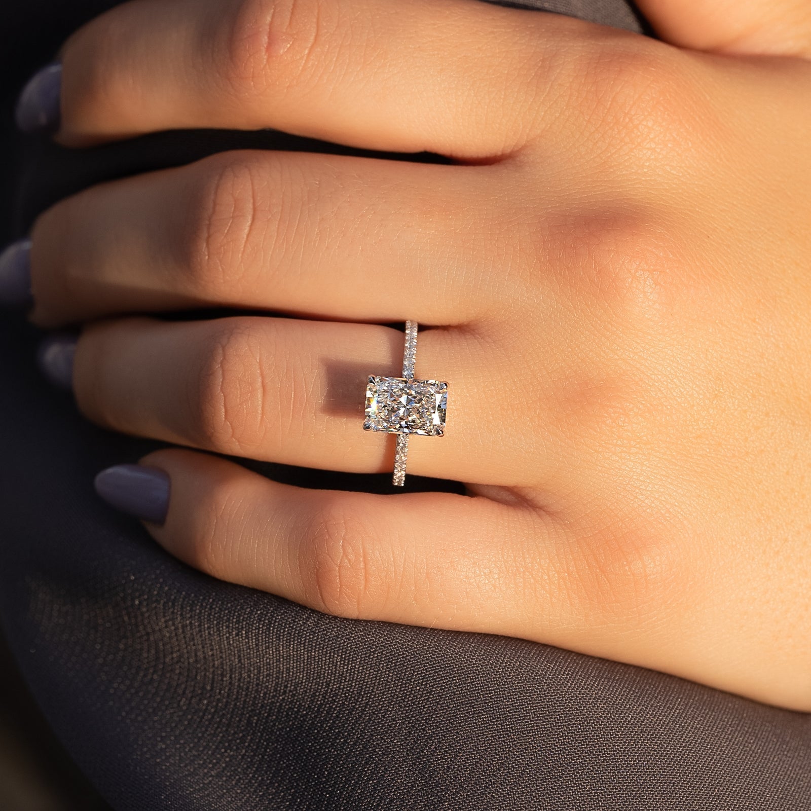 Hidden Halo & Pave Engagement Ring Featuring 2.5 CT Radiant Moissanite 3