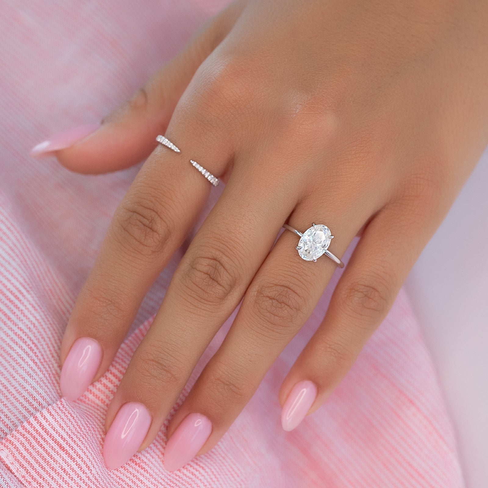 Hidden Halo Engagement Ring Featuring 2.0 CT Oval Moissanite 3