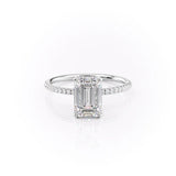 Hidden Halo & Pave Engagement Ring Featuring 2.0 CT Emerald Moissanite 1