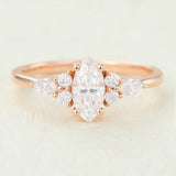 Marquise Cluster Lab-Grown Diamond Engagement Ring