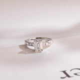 Stunning 1.0 - 2.0 CT Emerald Moissanite Engagement Ring with Pave Design 1