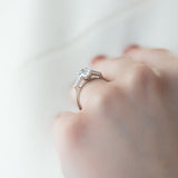 1.50 CT Oval Moissanite Three Stone Pave Setting Engagement Ring - farrellouise