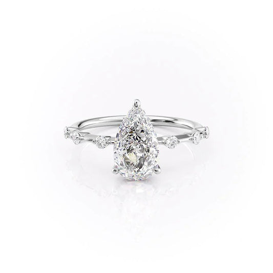 Hidden Halo Engagement Ring Featuring 1.0 CT Pear Moissanite 1