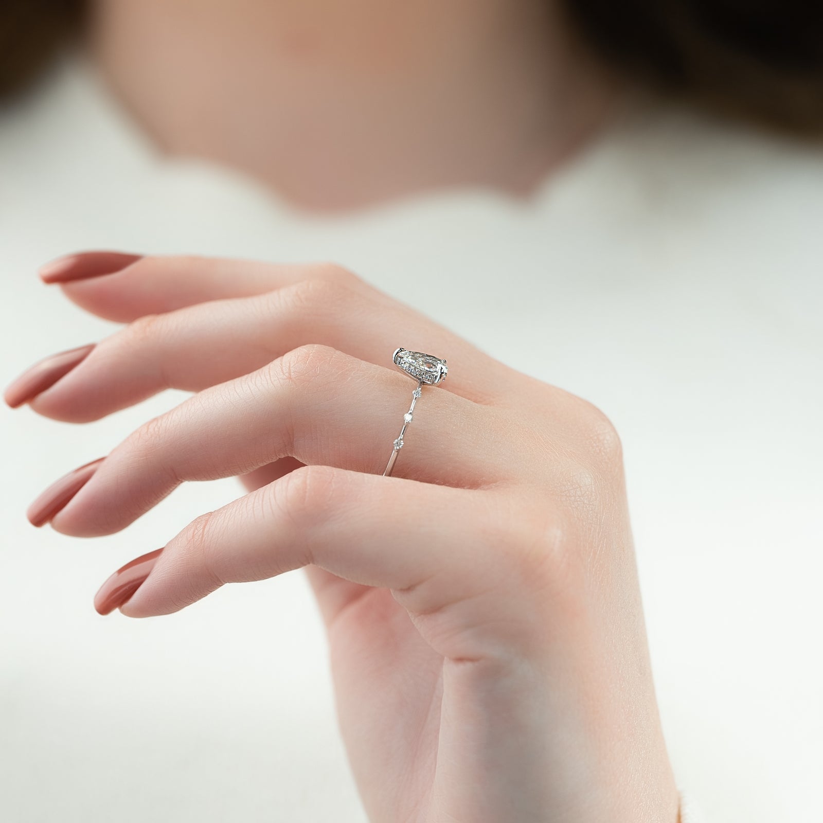 Hidden Halo Engagement Ring Featuring 1.0 CT Pear Moissanite 4