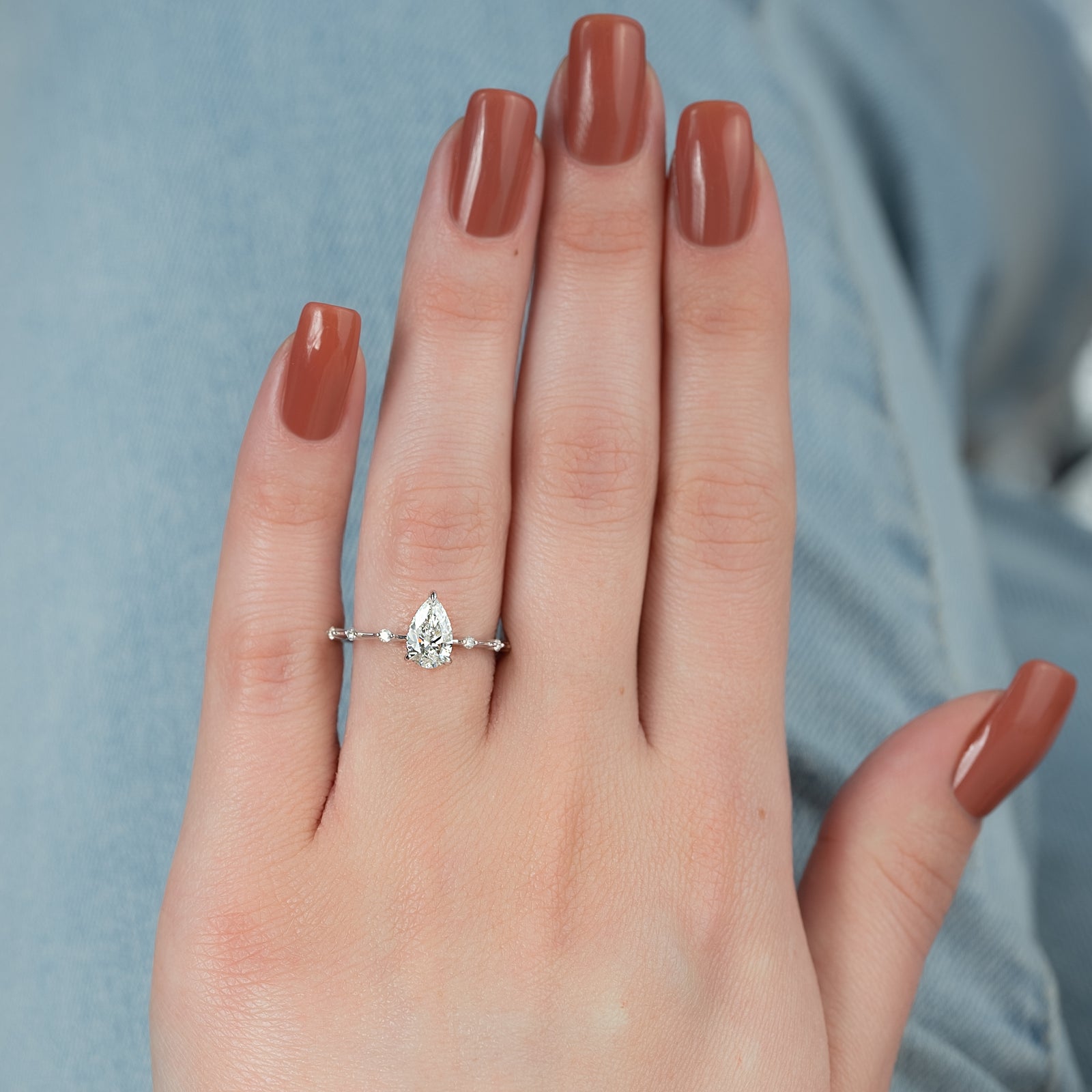Hidden Halo Engagement Ring Featuring 1.0 CT Pear Moissanite 3