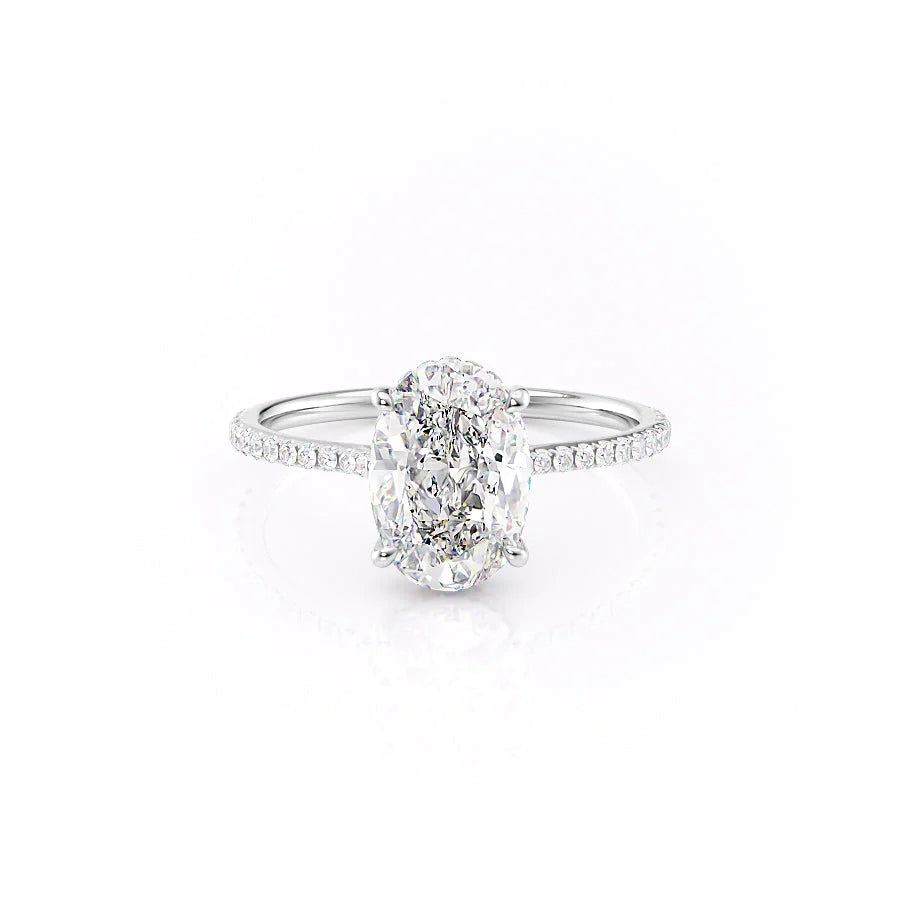 Hidden Halo Engagement Ring Featuring 2.0 CT Oval Moissanite 1