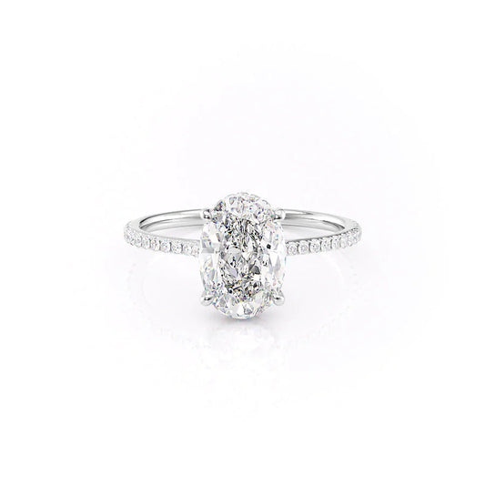 Hidden Halo Engagement Ring Featuring 2.0 CT Oval Moissanite 1