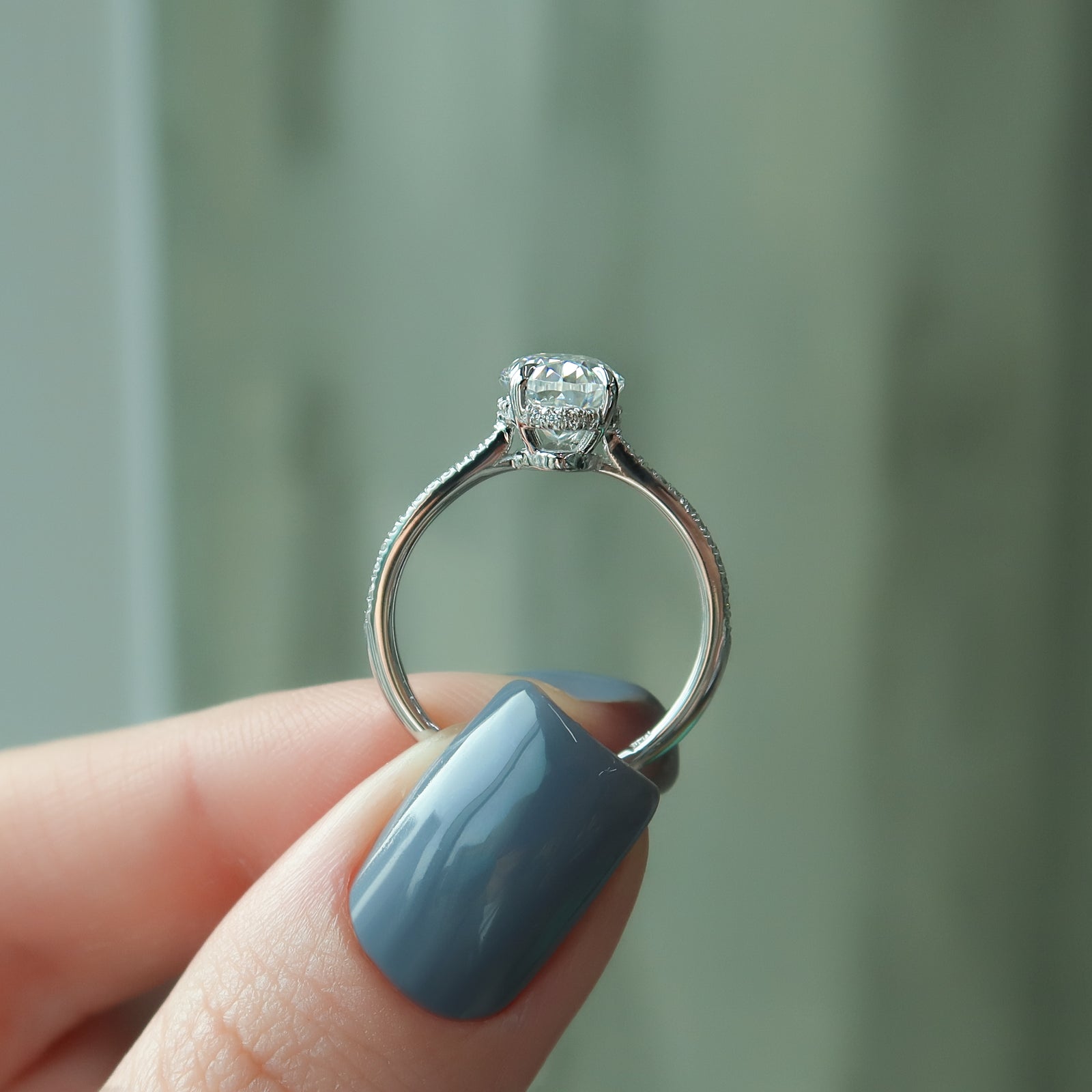 Hidden Halo Engagement Ring Featuring 2.0 CT Oval Moissanite 4