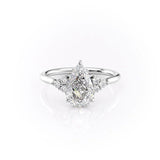 Cluster Engagement Ring Featuring 3.0 CT Pear Moissanite 1