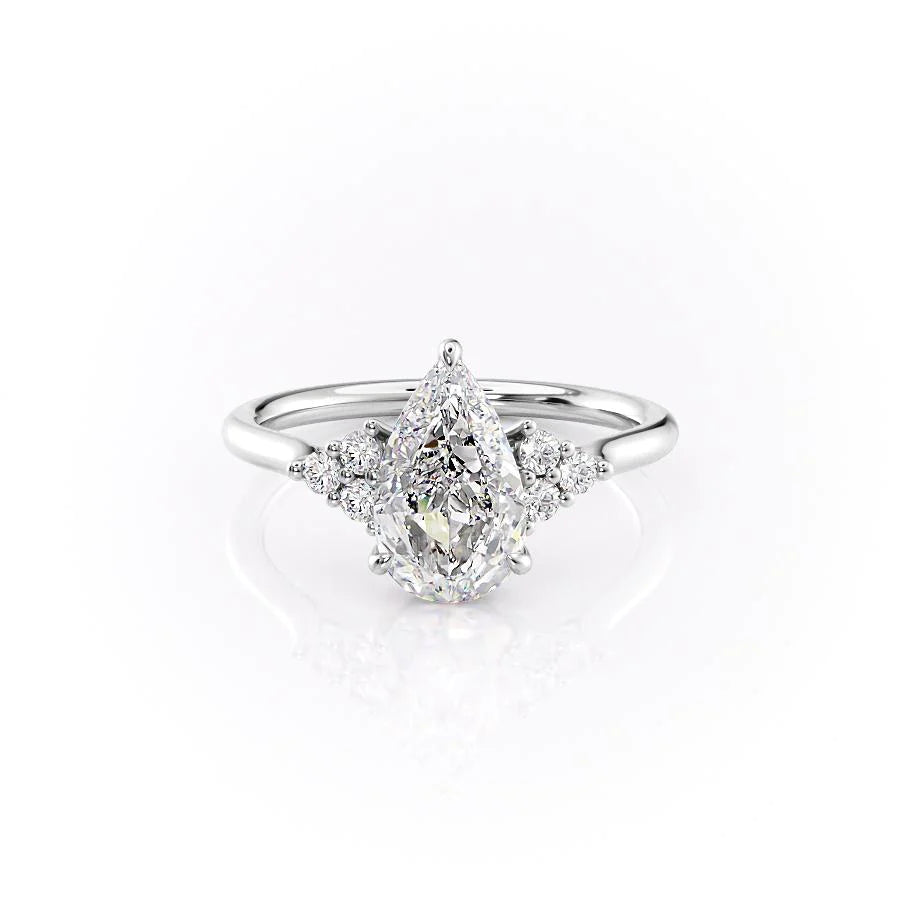 Cluster Engagement Ring Featuring 3.0 CT Pear Moissanite 1