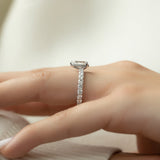 Hidden Halo & Pave Engagement Ring Featuring 1.0 CT Pear Moissanite 5