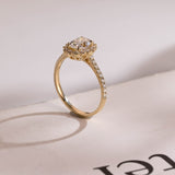 Stunning 1.0 - 2.0 CT Oval Moissanite Engagement Ring with Pave & Halo Design 5