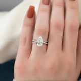 Hidden Halo Criss Cross Pave Engagement Ring Featuring 3.0 CT Pear Moissanite 3