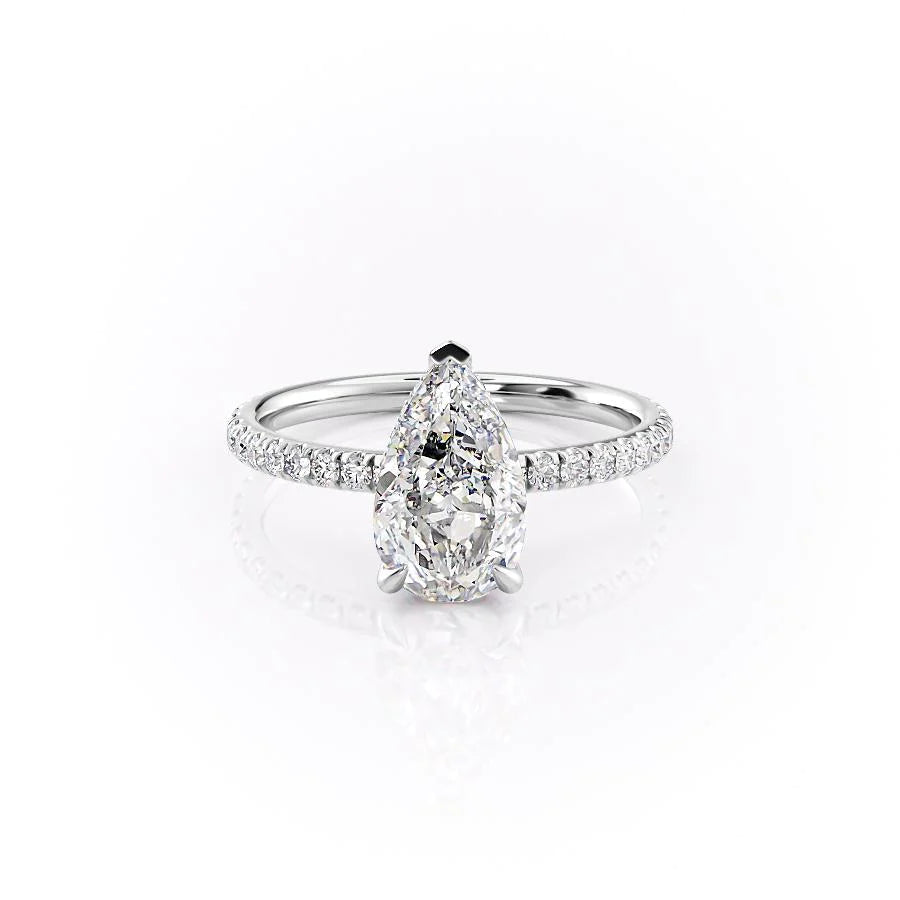 Hidden Halo Engagement Ring Featuring 2.50 CT Pear Moissanite 1