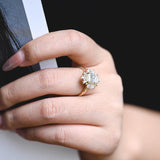 Stunning 1.0 - 2.0 CT Emerald Moissanite Engagement Ring With Cluster Design 6