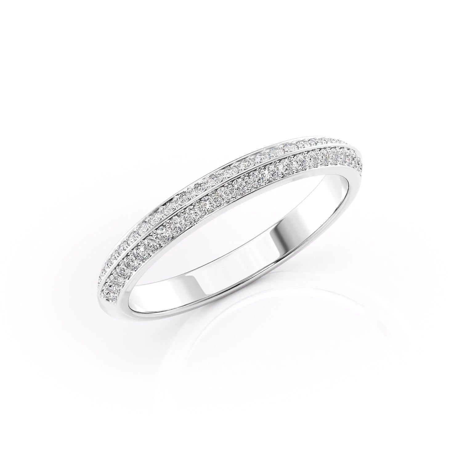 Double Row Wedding Band Featuring 0.25 TCW Round Moissanite 3
