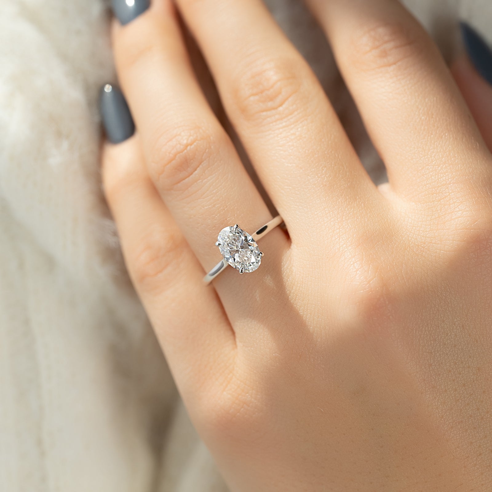 Hidden Halo Engagement Ring Featuring 1.50 CT Oval Moissanite 3