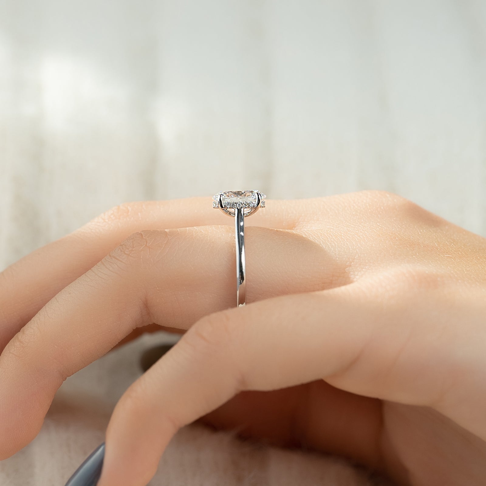 Hidden Halo Engagement Ring Featuring 1.50 CT Oval Moissanite 4