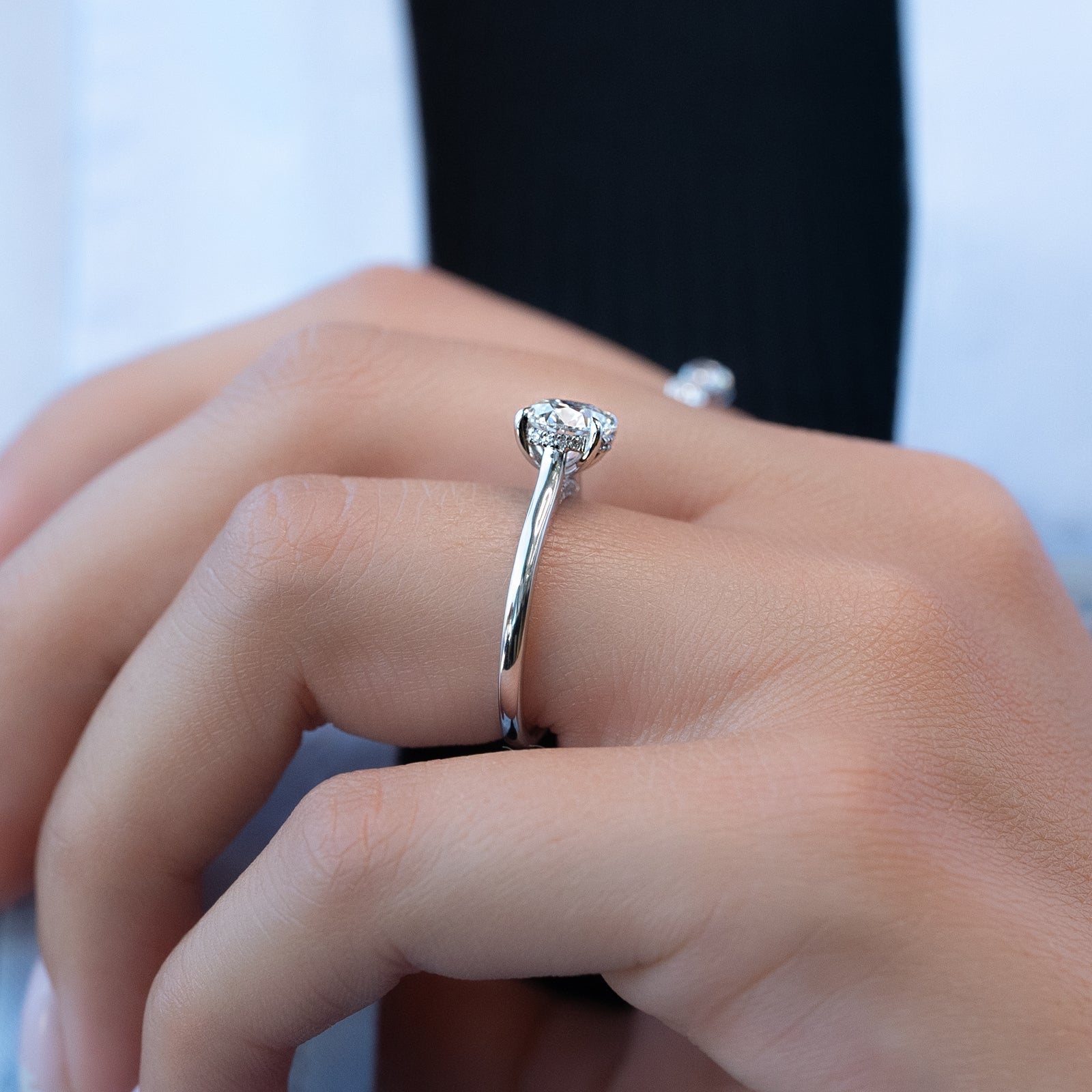 Hidden Halo Engagement Ring Featuring 1.50 CT Round Moissanite 4