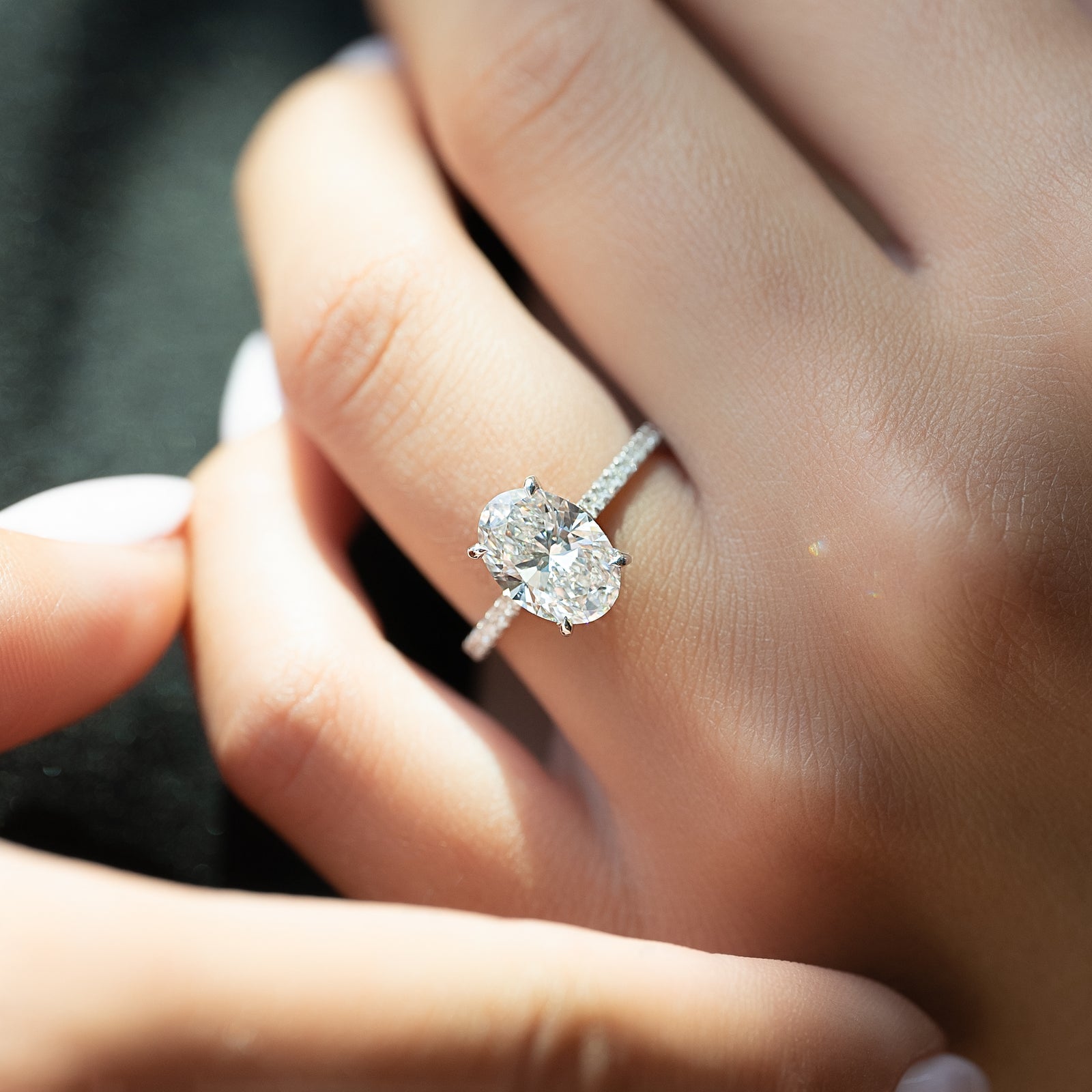 Hidden Halo Engagement Ring Featuring 2.50 CT Oval Moissanite 3