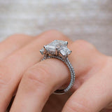 Emerald Three Stone Lab Grown Diamond Engagement Ring
