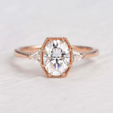 Oval Three Stone Lab Grown Diamond Engagement Ring