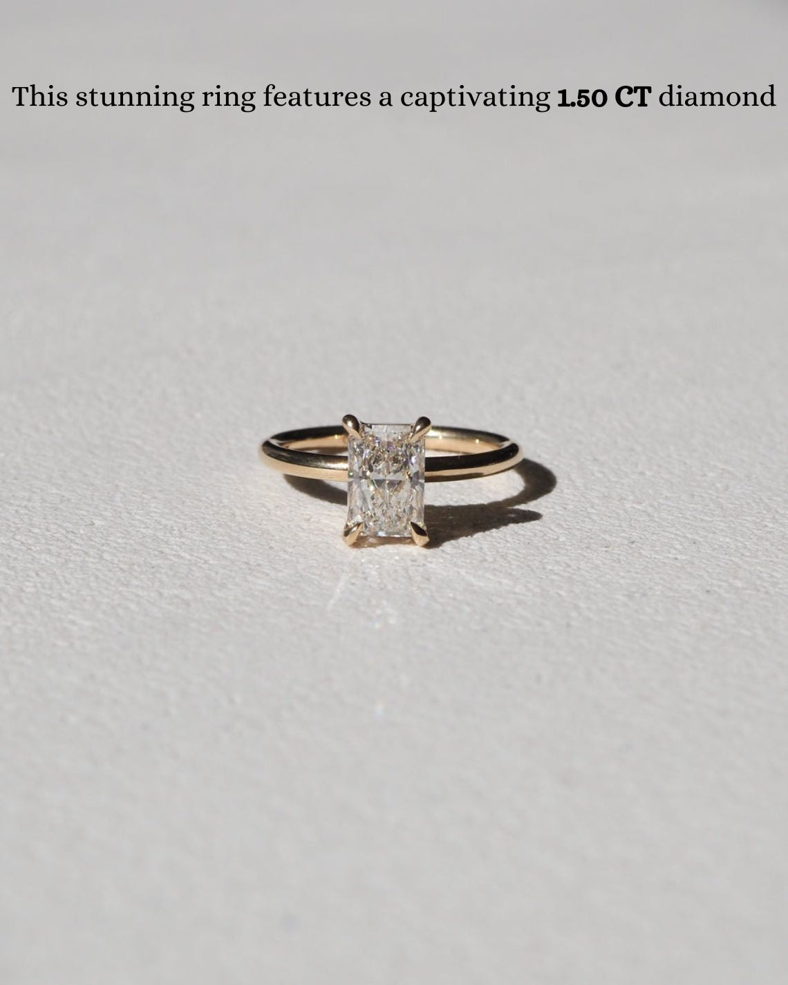 Solitaire Engagement Ring Featuring 1.5 CT Radiant Moissanite 4