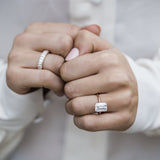 Emerald Hidden Halo Lab Grown Diamond Engagement Ring
