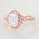 Emerald Vintage Art Deco Lab-Grown Diamond Engagement Ring