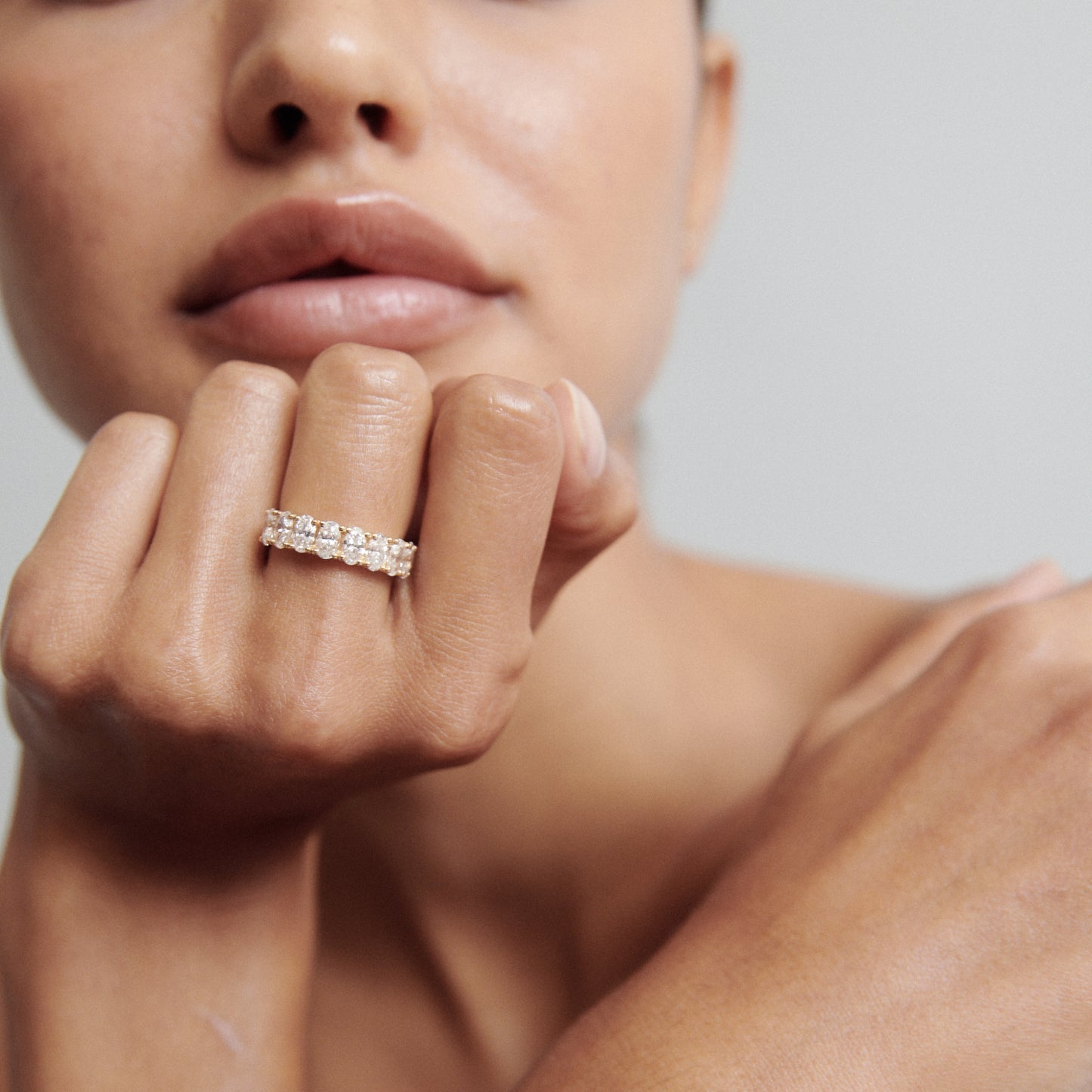 Eternity Wedding Band Featuring 1.60 TCW Oval Moissanite 1