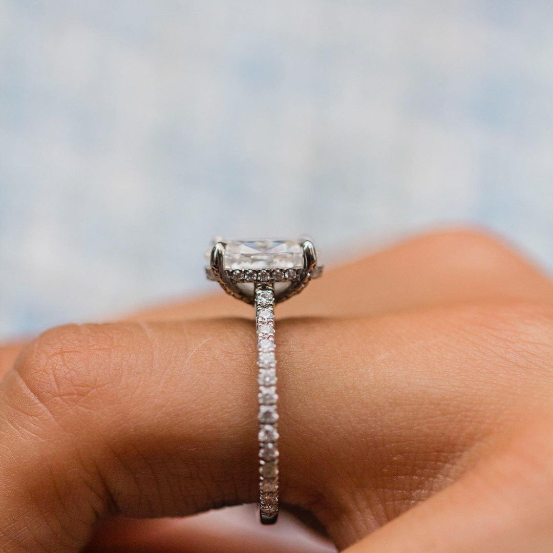 3.85 CT Oval Pave Moissanite Engagement Ring