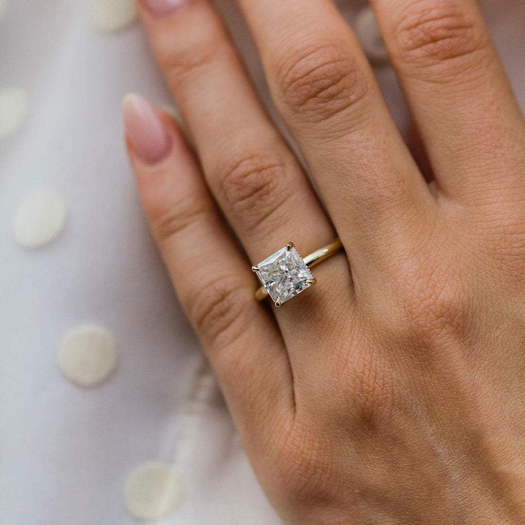 3.10 CT Square Crushed Ice Radiant Solitaire Moissanite Engagement Ring 1