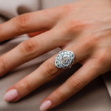 4.10 CT Oval Halo Art Deco Moissanite Engagement Ring 1