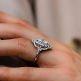 4.10 CT Oval Halo Art Deco Moissanite Engagement Ring 2