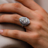 4.10 CT Oval Halo Art Deco Moissanite Engagement Ring 4