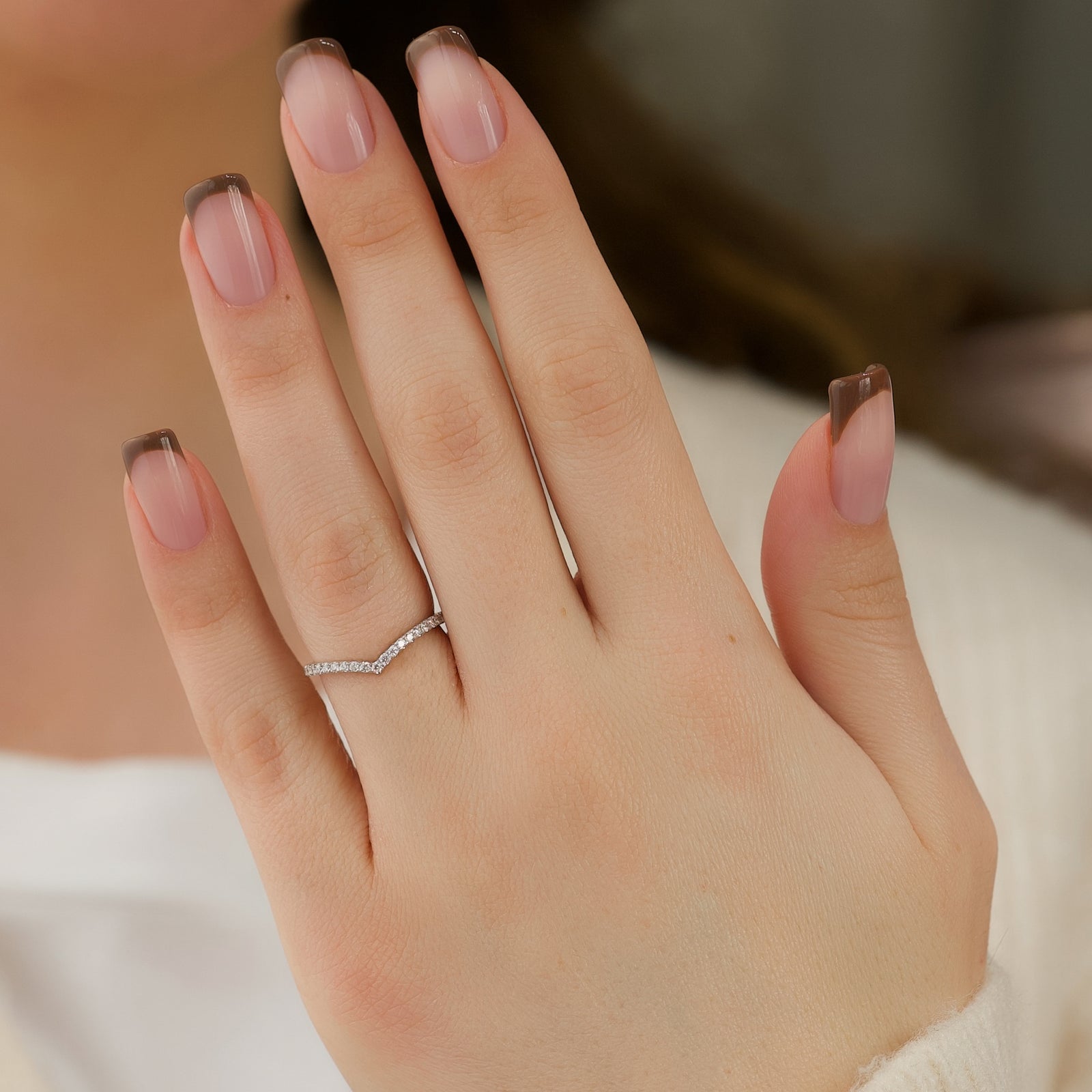 Curved Wedding Band Featuring 0.18 TCW Round Moissanite 5