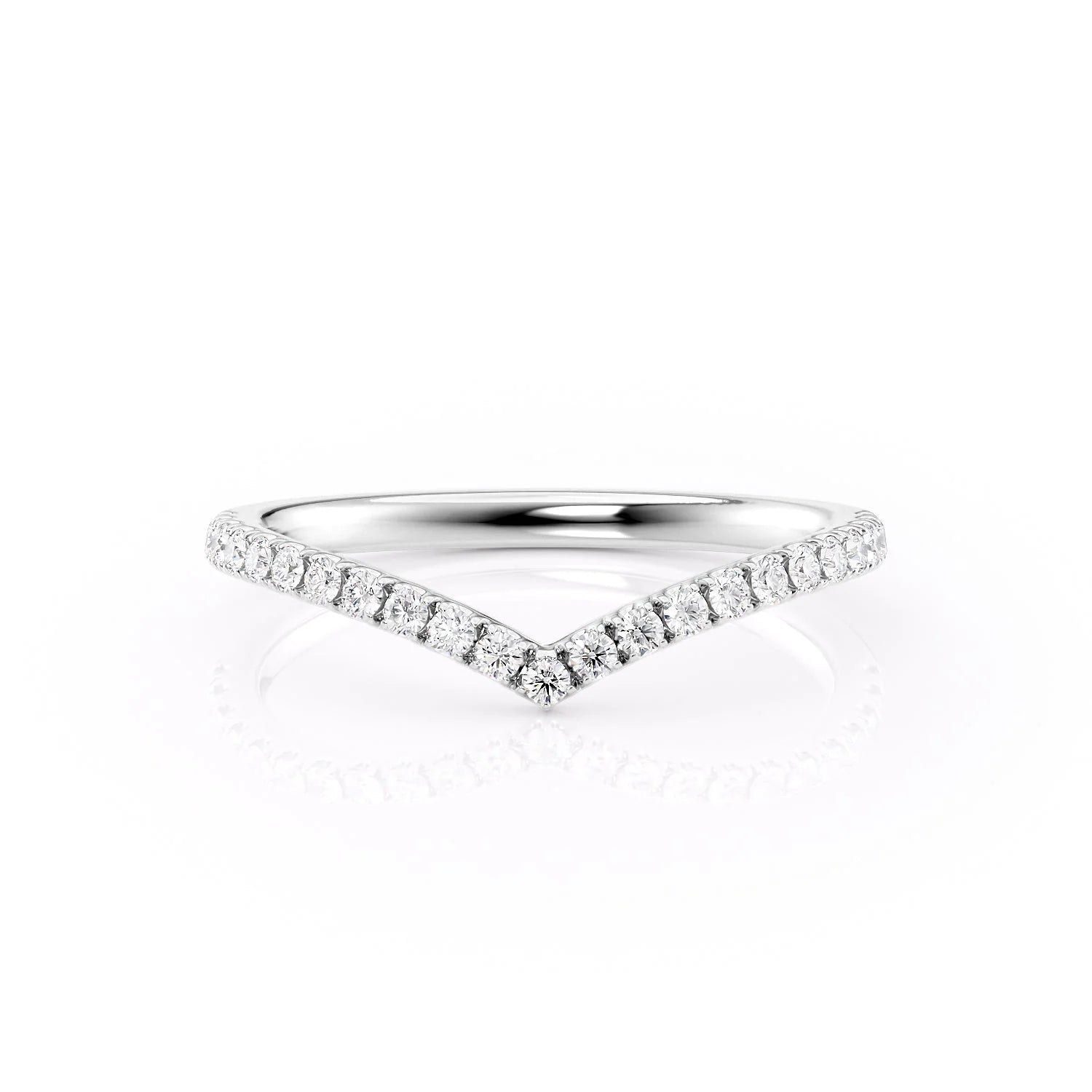 Curved Wedding Band Featuring 0.18 TCW Round Moissanite 1