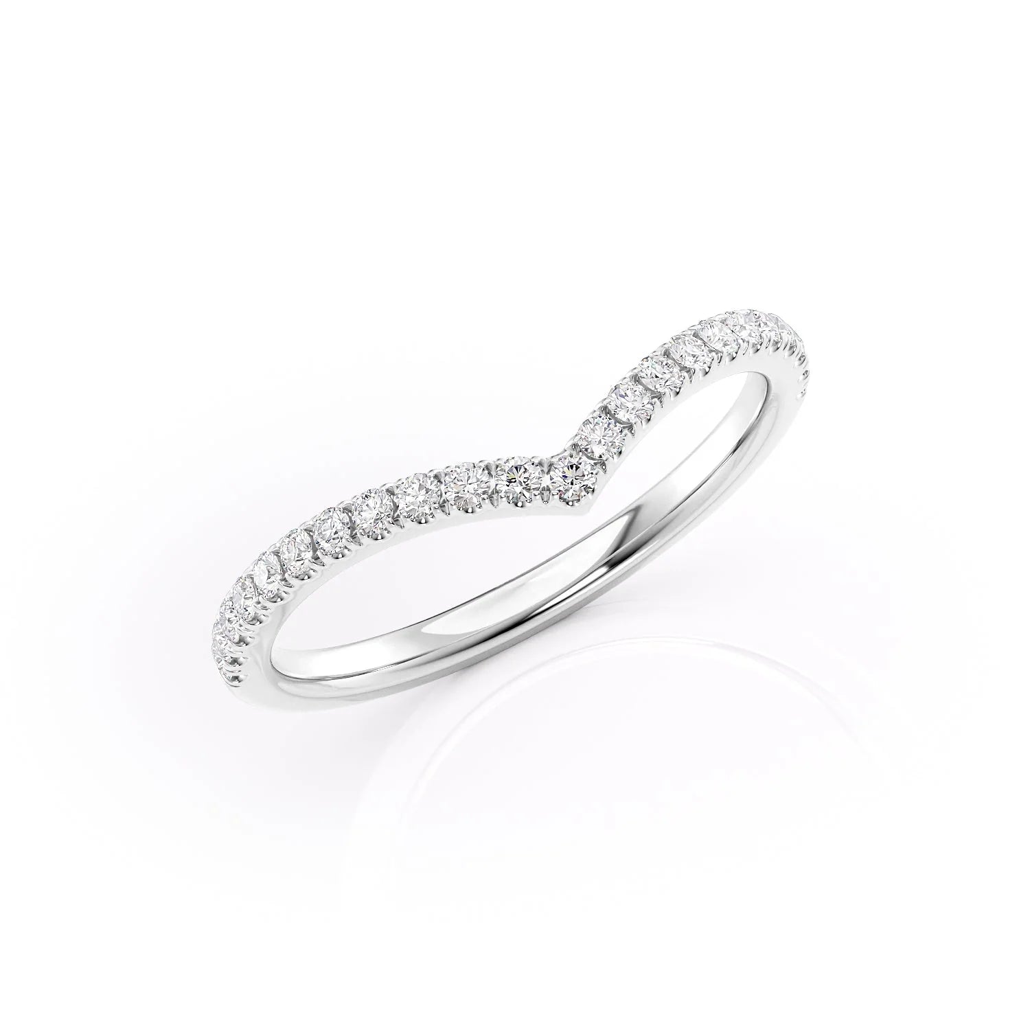 Curved Wedding Band Featuring 0.18 TCW Round Moissanite 2